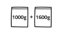 1000g prášku + 1600g sádry